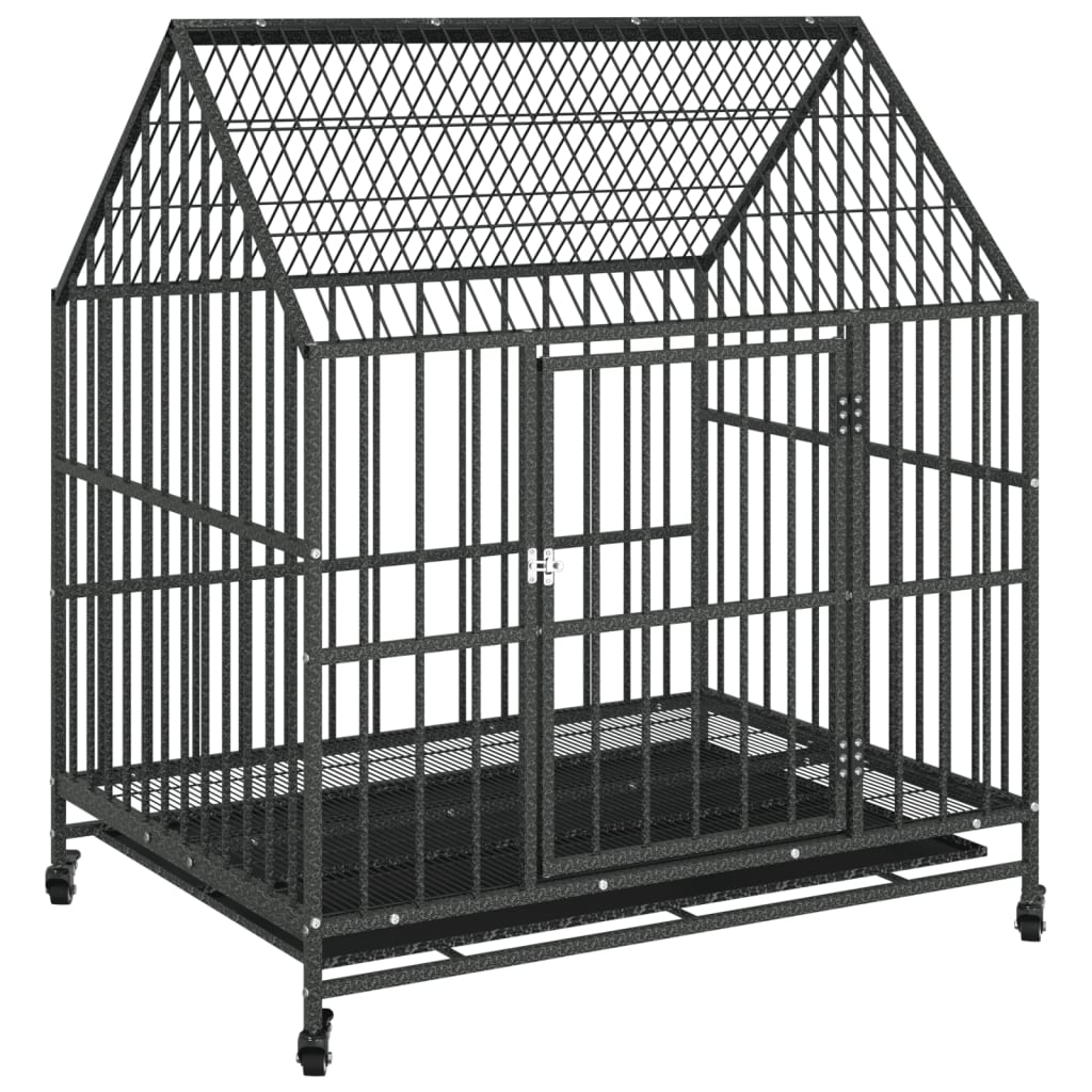 Vidaxl dog loft with wheels galvanized steel black