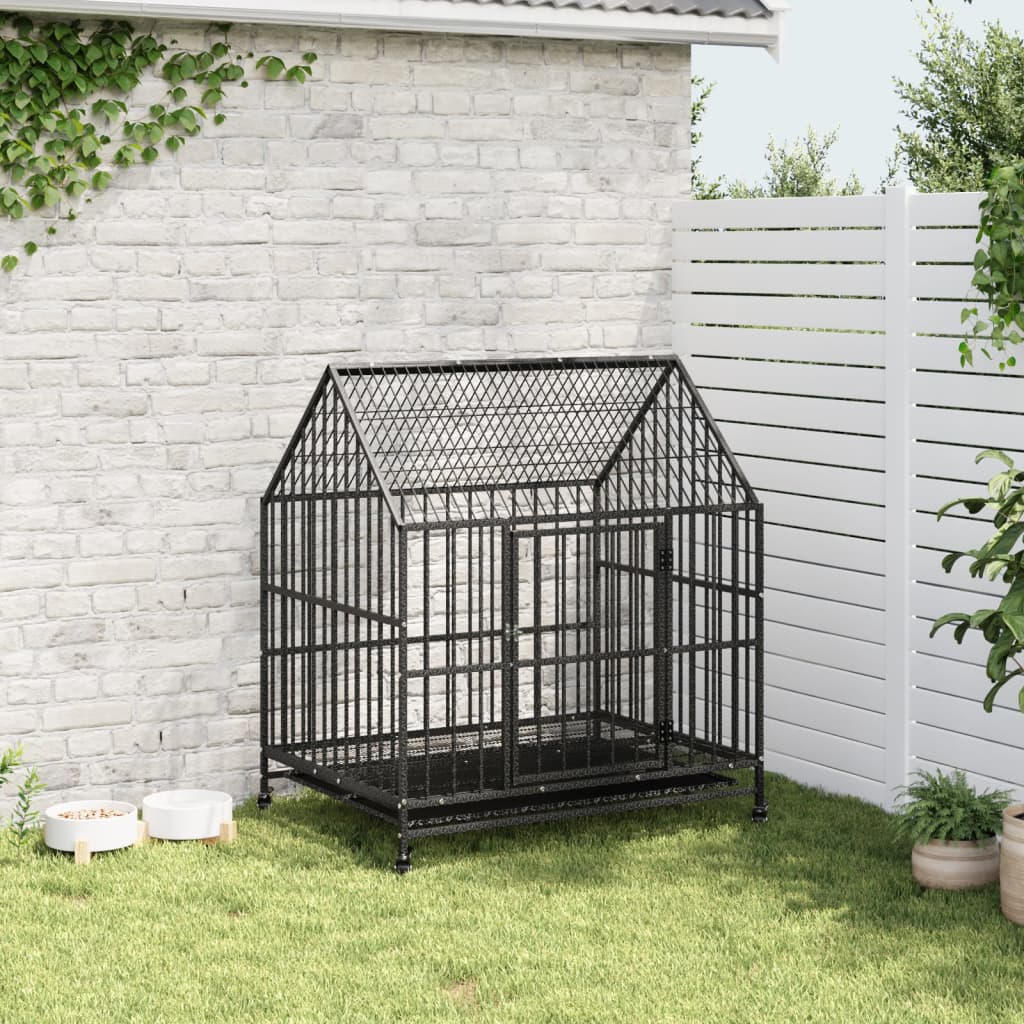 VidaXL niche à roulettes en acier galvanisé noir