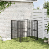 Vidaxl Dog Kennel 4 panele stalowe czarne