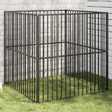 VidaXL niche pour chien 4 panneaux en acier thermolaqué noir