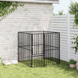 VidaXL niche pour chien 4 panneaux en acier thermolaqué noir