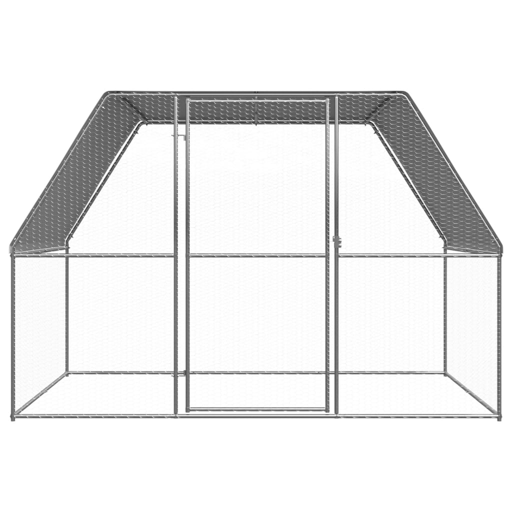 Bidaxl kycklingbur 3x2x2 M galvaniserat stål silverfärgat och grått