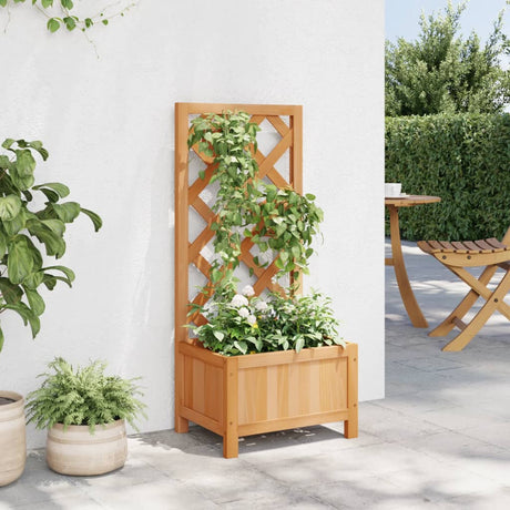 VidaXL jardinière avec treillis, bois de pin massif, marron