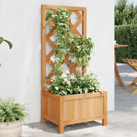 VidaXL jardinière avec treillis, bois de pin massif, marron