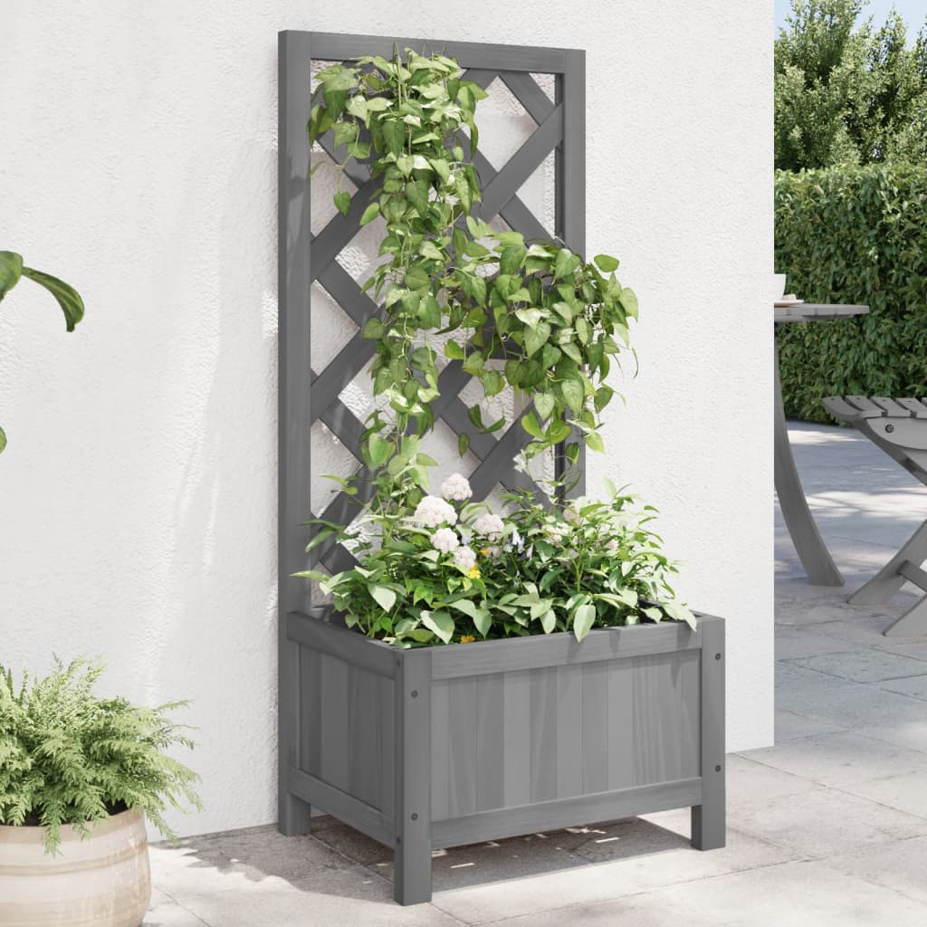 Vidaxx jardinière avec treillis, bois de pin massif, gris
