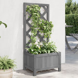 Vidaxx jardinière avec treillis, bois de pin massif, gris