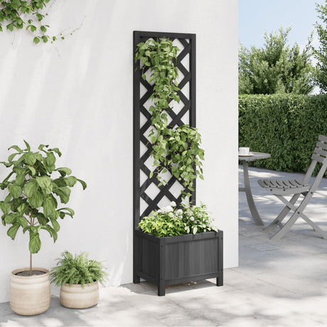 Vidaxx jardinière avec treillis en bois de pin massif noir