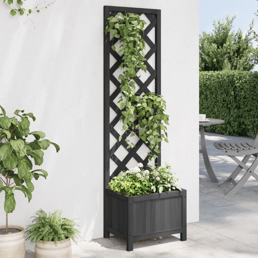 Vidaxx jardinière avec treillis en bois de pin massif noir