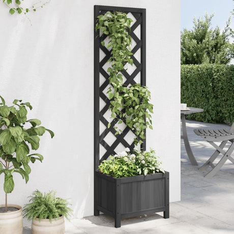 Vidaxx jardinière avec treillis en bois de pin massif noir