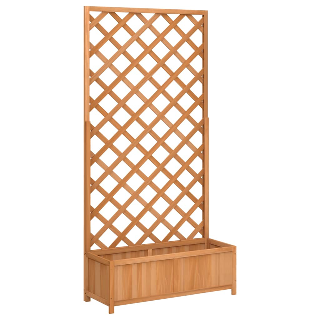 VidaXL jardinière avec treillis, bois de pin massif, marron