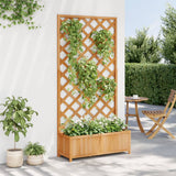VidaXL jardinière avec treillis, bois de pin massif, marron