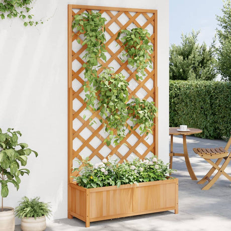 VidaXL jardinière avec treillis, bois de pin massif, marron