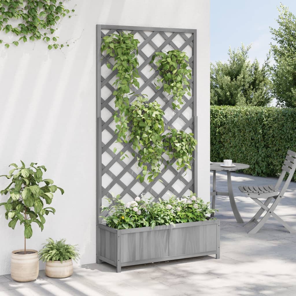 Vidaxl Plannet z Latwerk Solid Vurenhout Grey