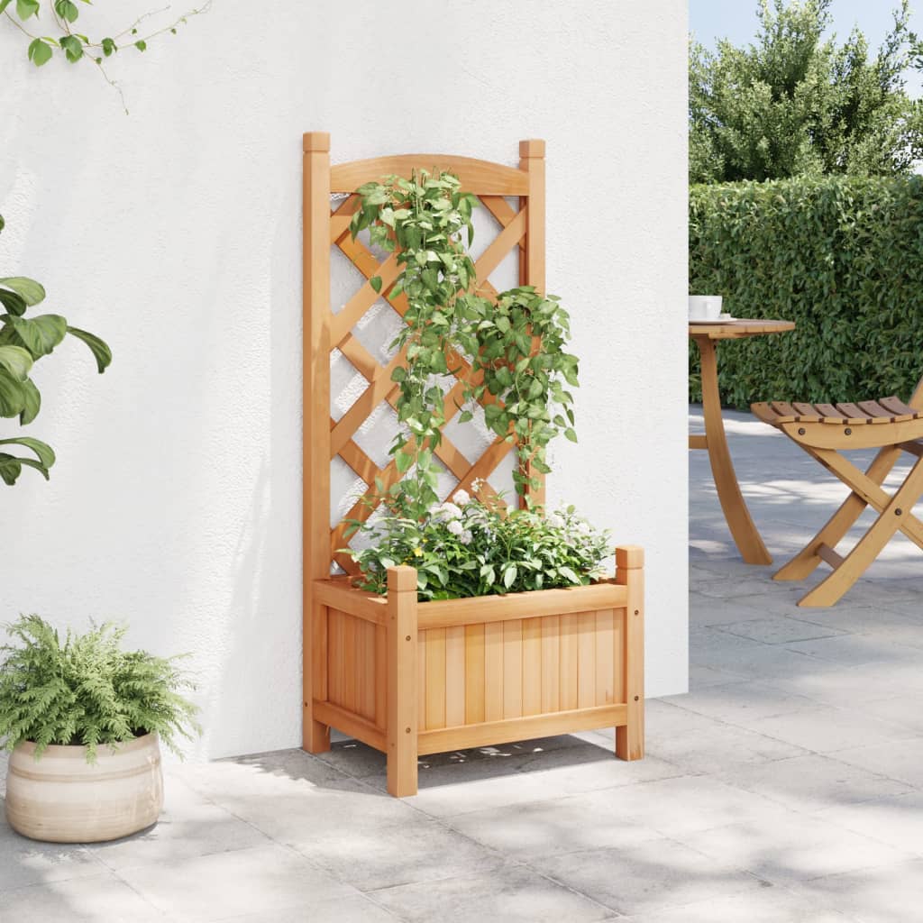 VidaXL jardinière avec treillis, bois de pin massif, marron