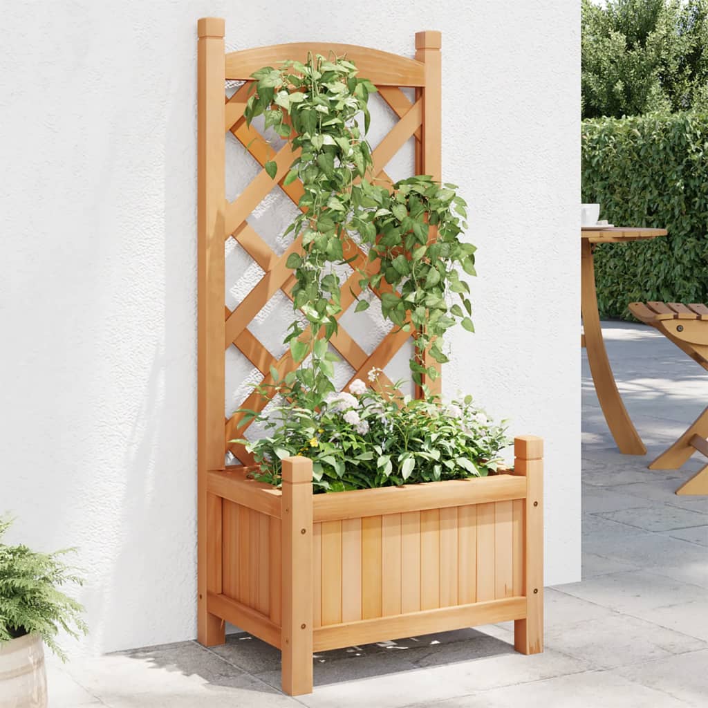 VidaXL jardinière avec treillis, bois de pin massif, marron