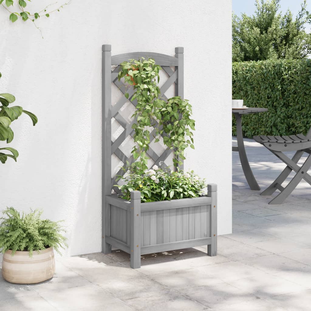 Vidaxx jardinière avec treillis, bois de pin massif, gris