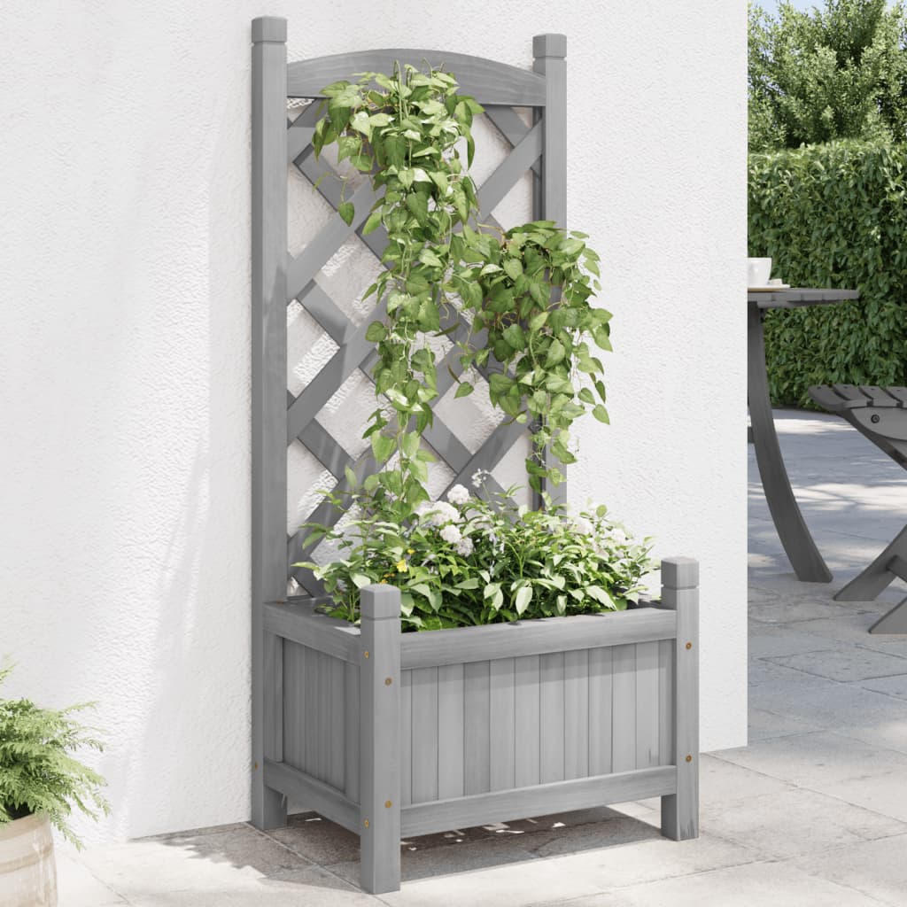 Vidaxx jardinière avec treillis, bois de pin massif, gris