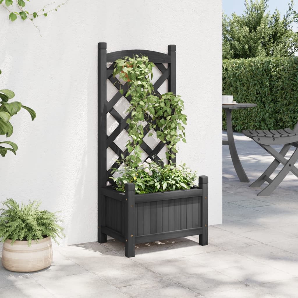Vidaxx jardinière avec treillis en bois de pin massif noir