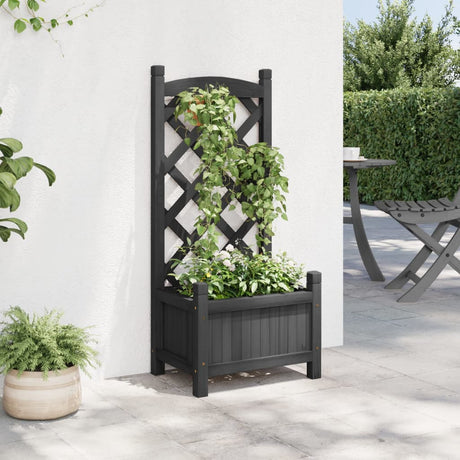 Vidaxx jardinière avec treillis en bois de pin massif noir