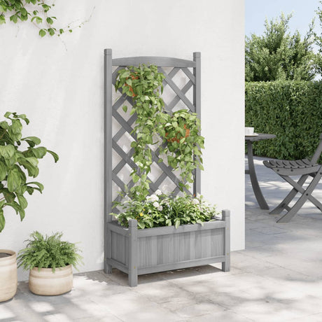 Vidaxx jardinière avec treillis, bois de pin massif, gris