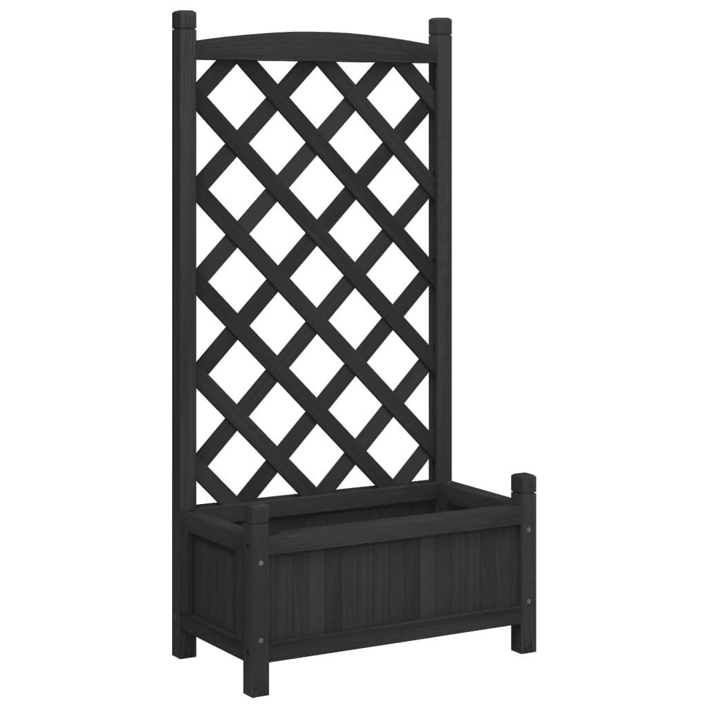 Vidaxx jardinière avec treillis en bois de pin massif noir