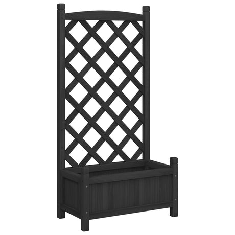 Vidaxx jardinière avec treillis en bois de pin massif noir