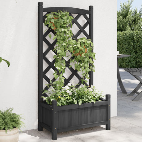 Vidaxx jardinière avec treillis en bois de pin massif noir