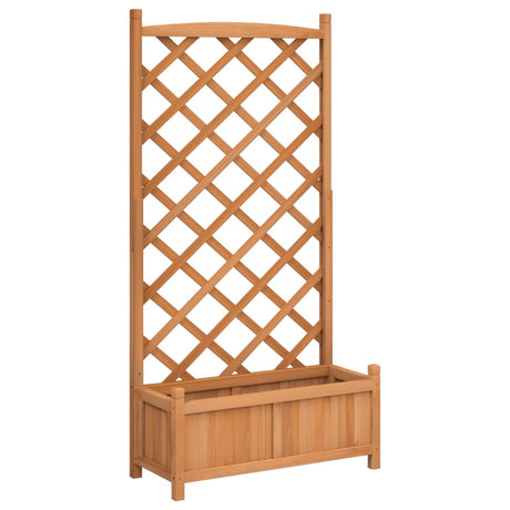 VidaXL jardinière avec treillis, bois de pin massif, marron