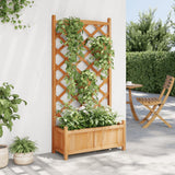 VidaXL jardinière avec treillis, bois de pin massif, marron