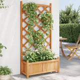 VidaXL jardinière avec treillis, bois de pin massif, marron