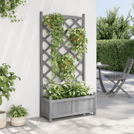Vidaxx jardinière avec treillis, bois de pin massif, gris