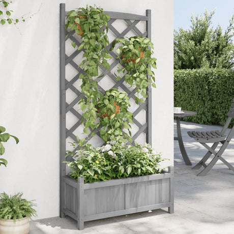 Vidaxx jardinière avec treillis, bois de pin massif, gris