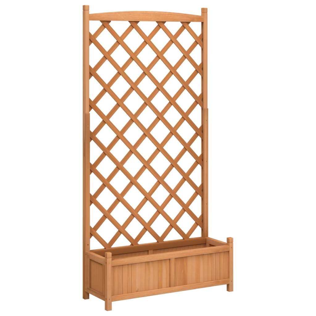 VidaXL jardinière avec treillis, bois de pin massif, marron
