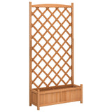 VidaXL jardinière avec treillis, bois de pin massif, marron