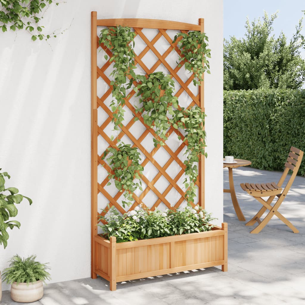 VidaXL jardinière avec treillis, bois de pin massif, marron