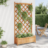 VidaXL jardinière avec treillis, bois de pin massif, marron