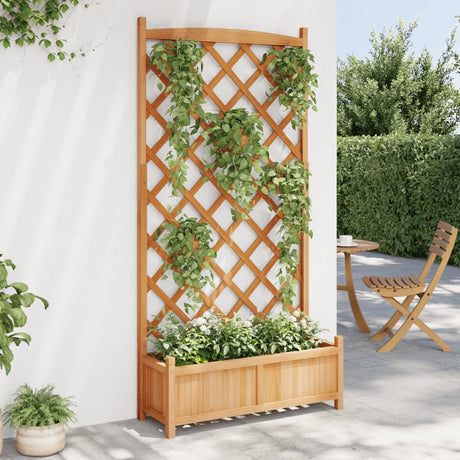 VidaXL jardinière avec treillis, bois de pin massif, marron