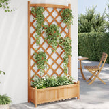 VidaXL jardinière avec treillis, bois de pin massif, marron