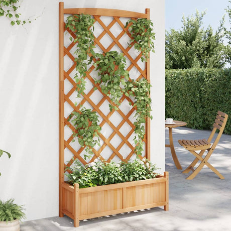 VidaXL jardinière avec treillis, bois de pin massif, marron