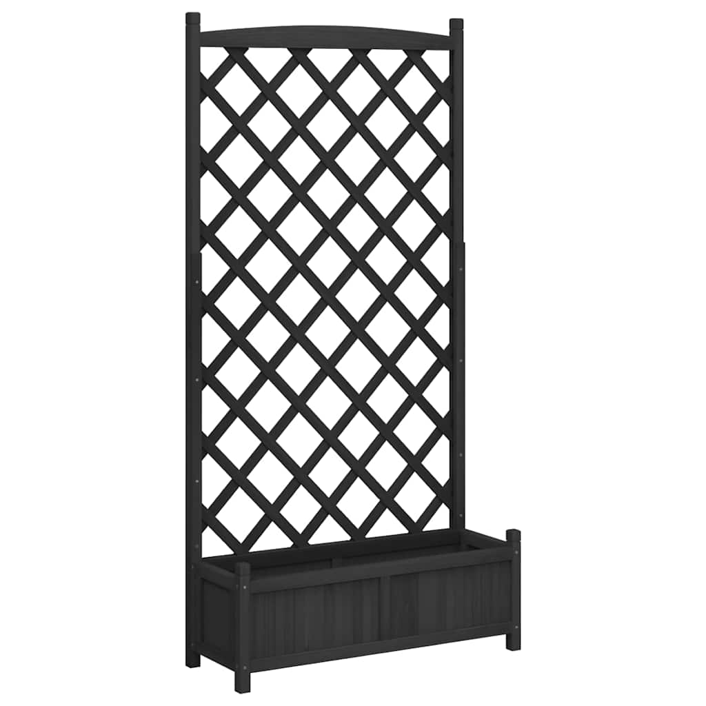 Vidaxx jardinière avec treillis en bois de pin massif noir