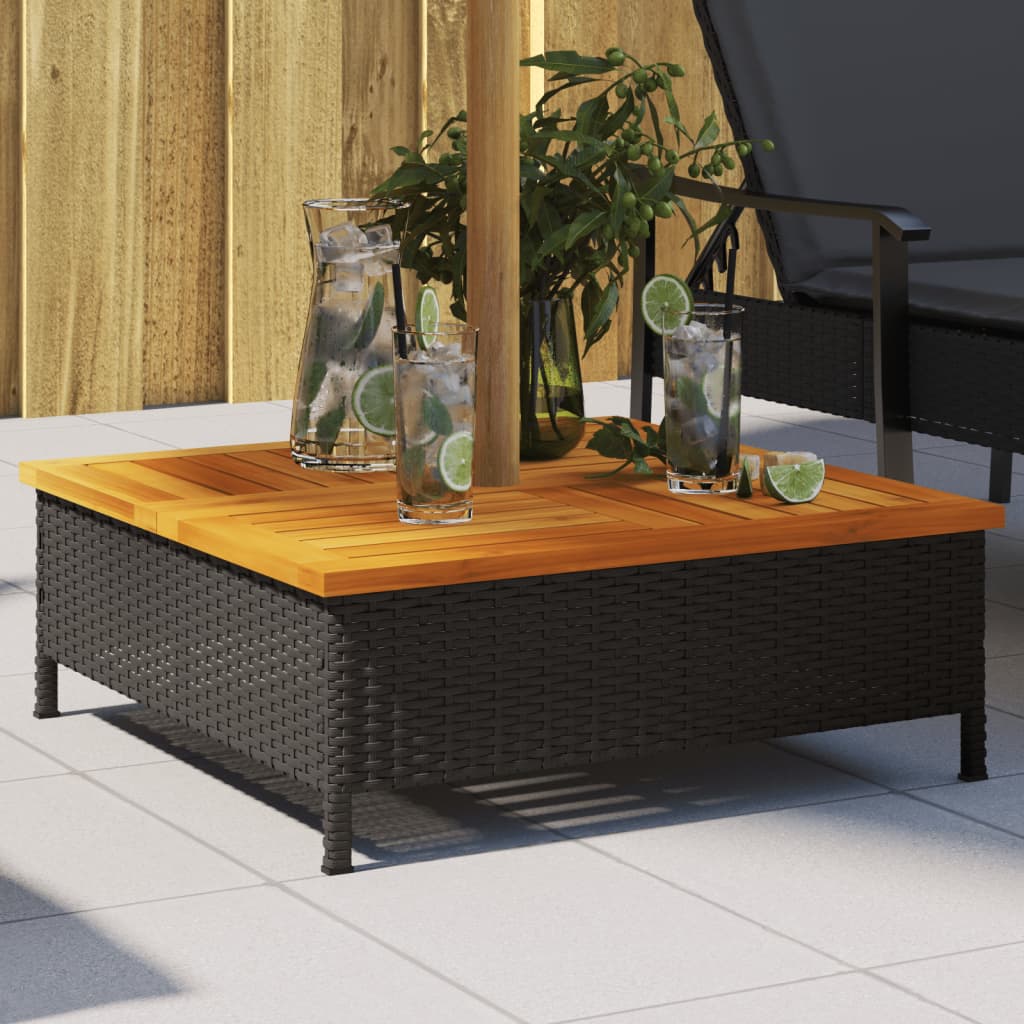 Vidaxx housse de pied de parasol 70x70x25 cm poly rotin bois d'acacia noir