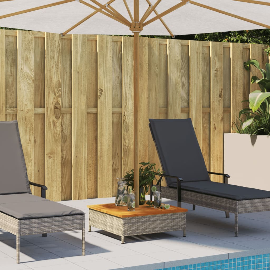 Vidaxl Parasol Footing 70x70x25 cm Poly Rattan Acacia Wood Grey