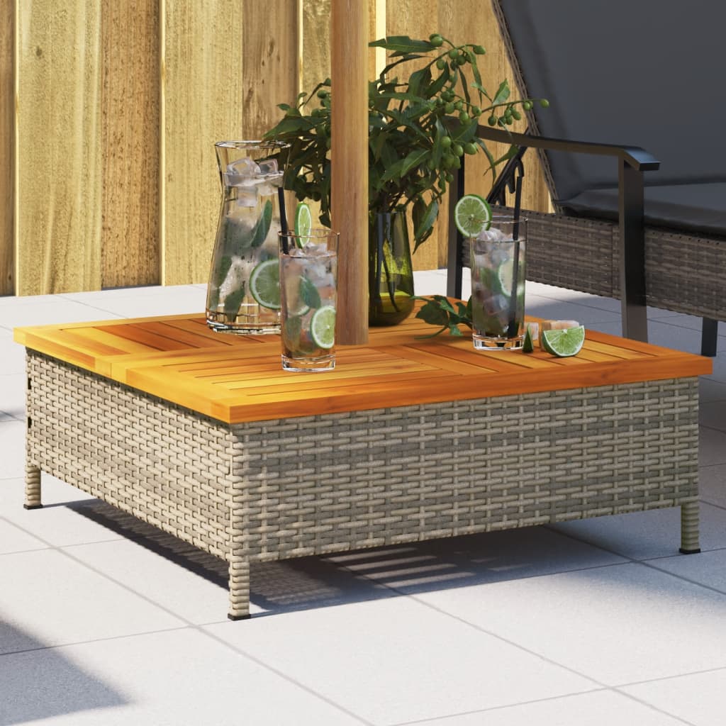 Vidaxl Parasol Footing 70x70x25 cm Poly Rattan Acacia Wood Grey