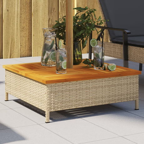 Vidaxx housse de pied de parasol 70x70x25 cm poly rotin bois d'acacia beige
