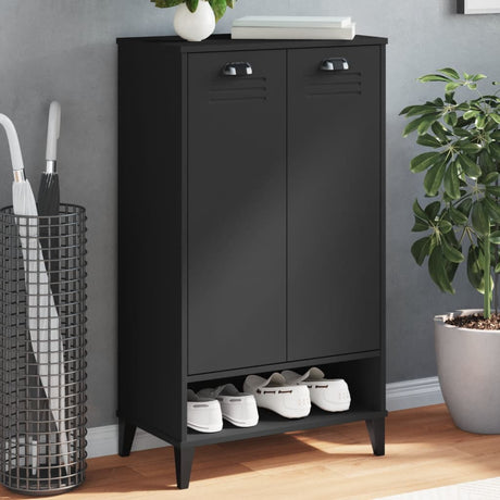 Vidaxl armoire à chaussures viken fini bois noir
