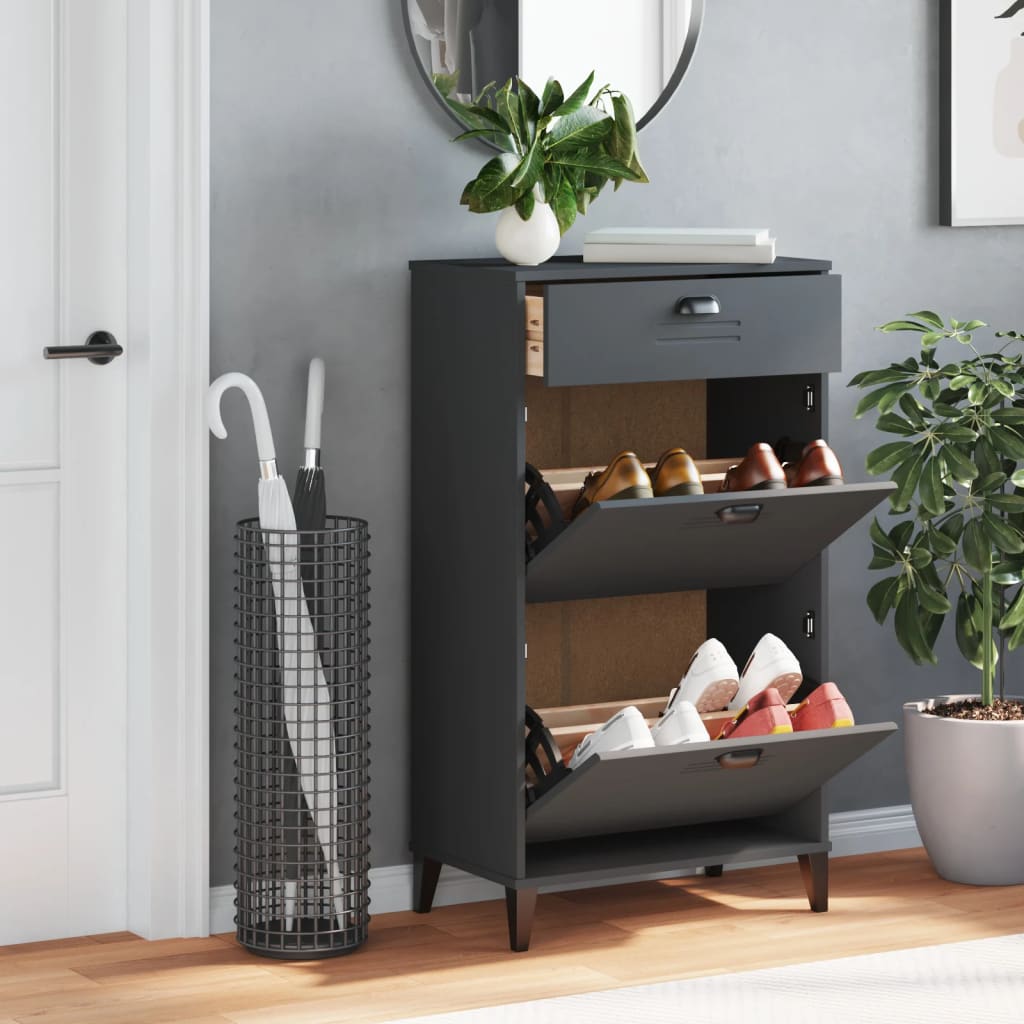 Vidaxl Shoe Cabinet Viken redigerade trä Anthracite Gray