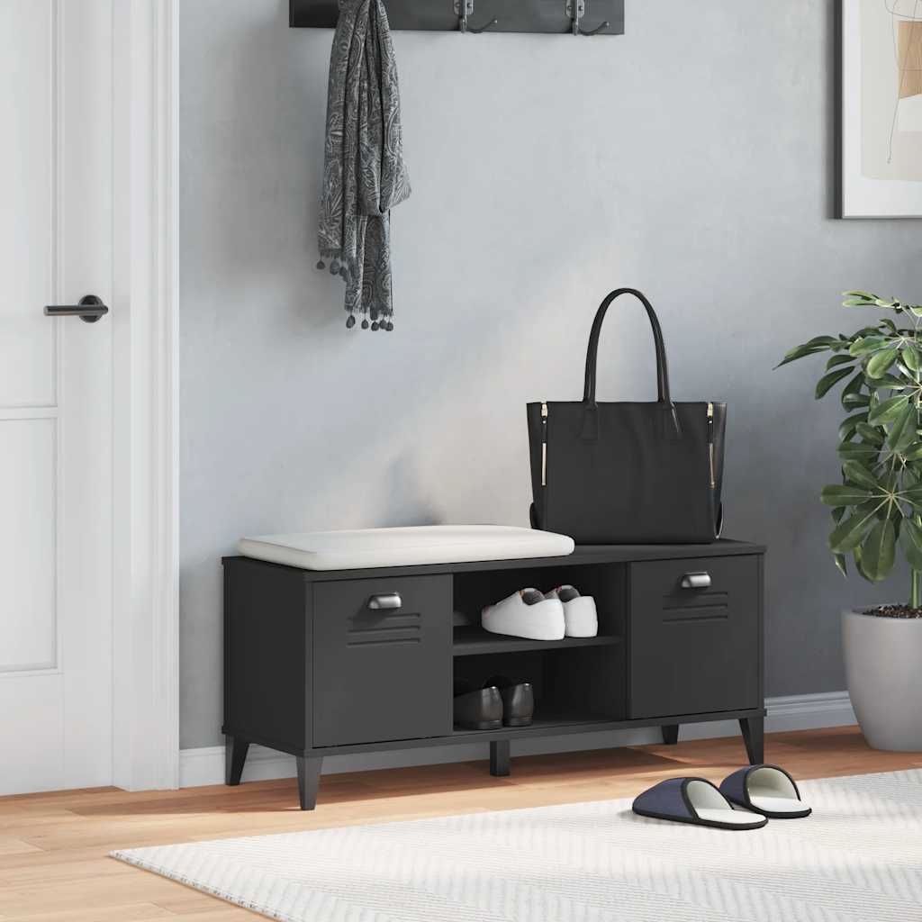 VidaXL banc à chaussures Viking 106x35x45 cm bois fini noir