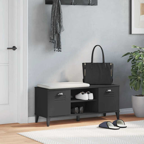 VidaXL banc à chaussures Viking 106x35x45 cm bois fini noir