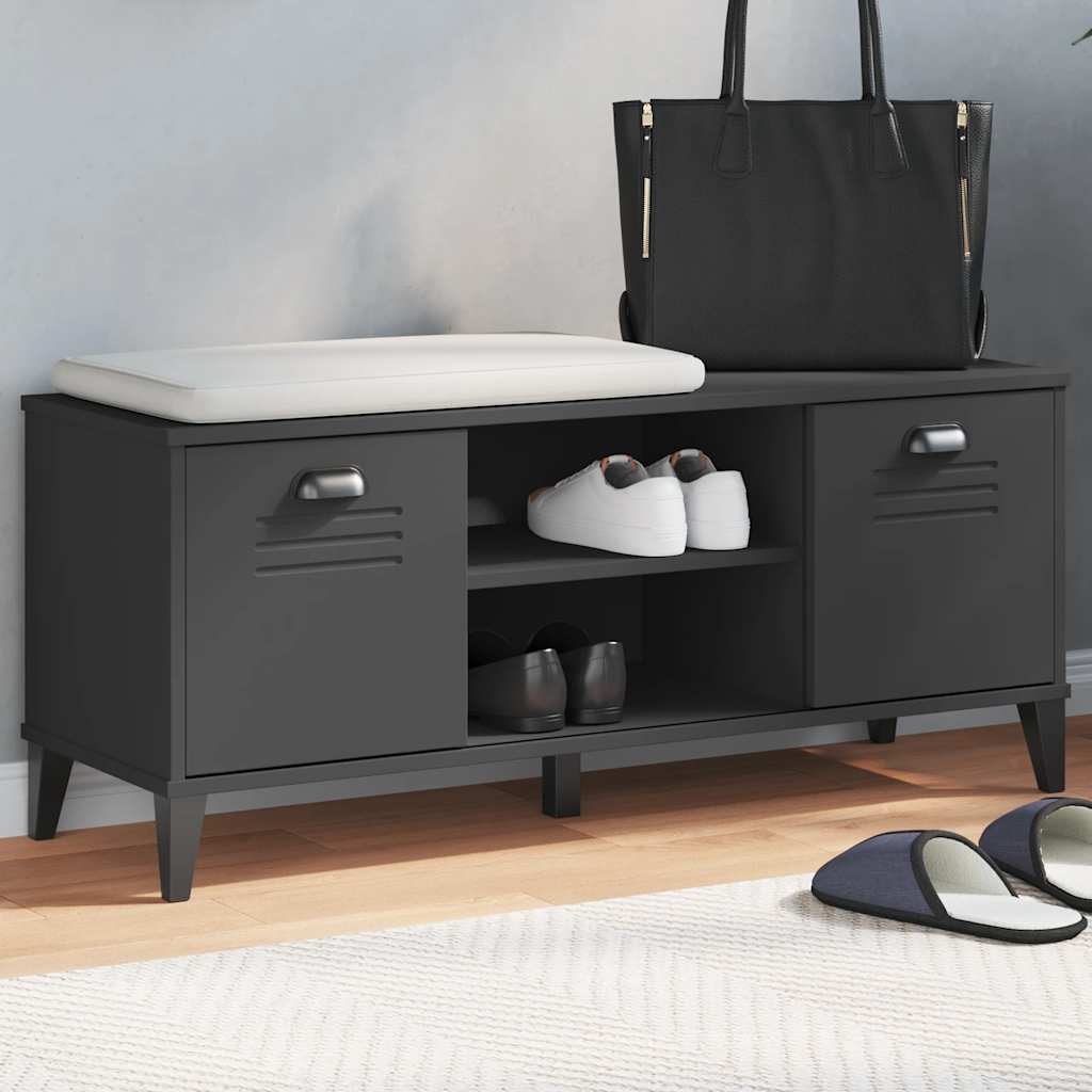 VidaXL banc à chaussures Viking 106x35x45 cm bois fini noir