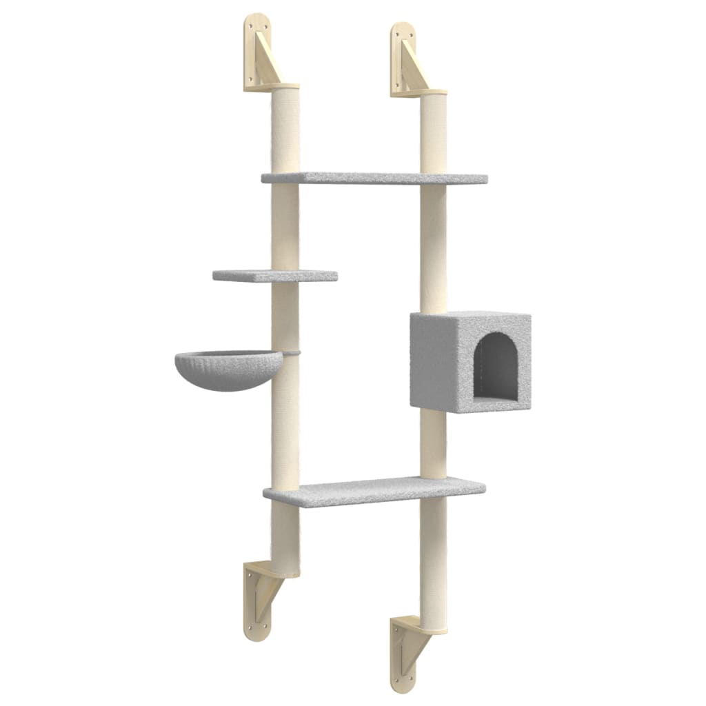 Vidaxl meuble pour chat mural avec griffoir 180 cm gris clair